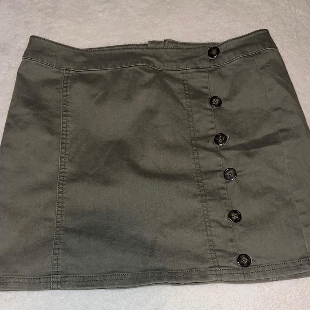 Olive Button-Front Mini Skirt - image 1
